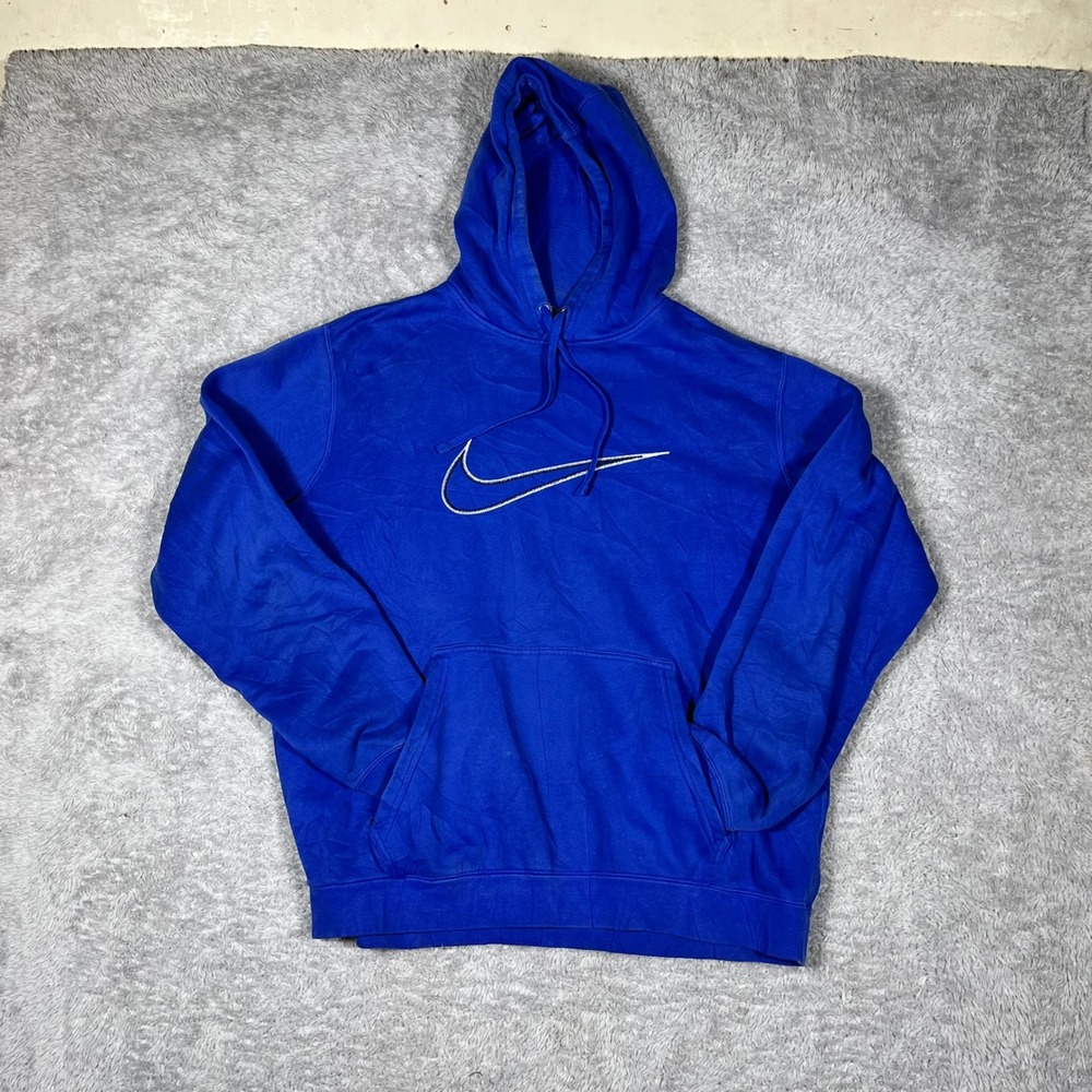 Nike Mens Royal Blue Double Embroidered Swoosh Pullover Hoodie 804656-480‎ L